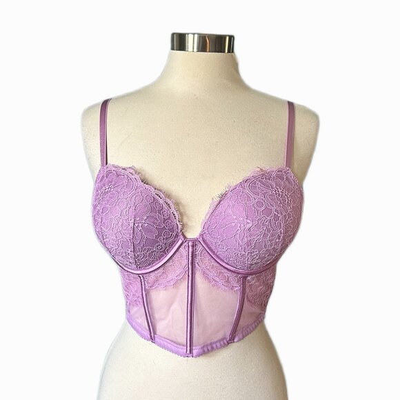NWOT Victoria's Secret Very Sexy Long Line Push-Up Bra Lavender Lace 36DD - Picture 1 of 4